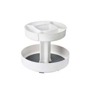 QY-1011 2-Tier Non-Skid Lazy Susan Turntable Organizer with 5 DIY Bins