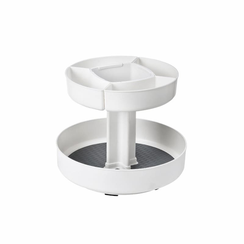 QY-1011 2-Tier Non-Skid Lazy Susan Turntable Organizer with 5 DIY Bins