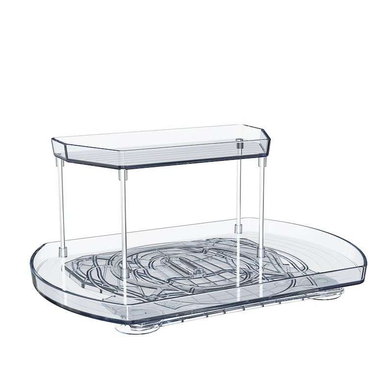 QY-1050-2 2-Tier Clear Lazy Susan Turntable Organizer