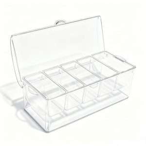 QY-1060 5-Compartment Seasoning Box Set with Forks and Tongs