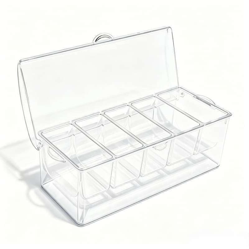 QY-1060 5-Compartment Seasoning Box Set with Forks and Tongs