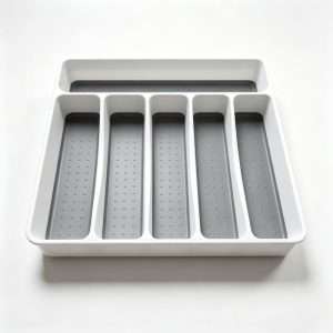 QY-1103 Non-Skid Silverware Drawer Organizer Tray, 5 Sections,