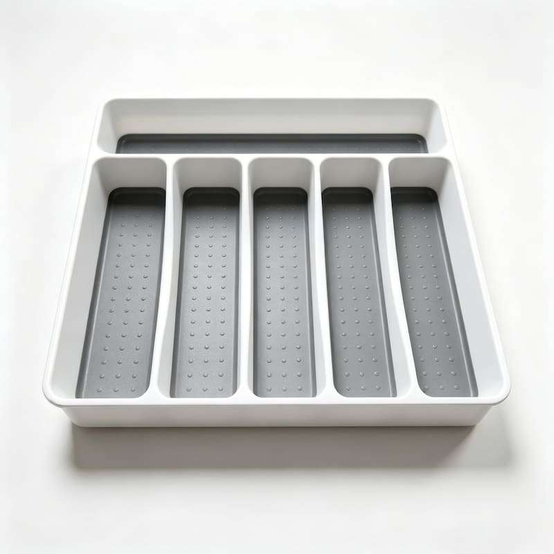 QY-1103 Non-Skid Silverware Drawer Organizer Tray, 5 Sections,