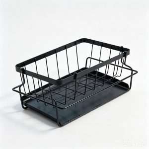 QY-1460-Black Kitchen Draining Rack 9x10x23cm (Black)