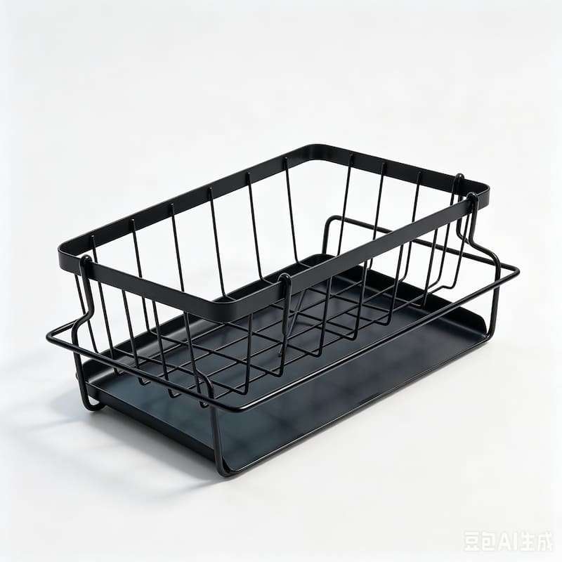 QY-1460-Black Kitchen Draining Rack 9x10x23cm (Black)