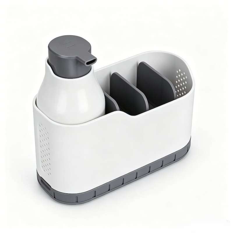 QY-1530 Kitchen and Bathroom Sink Caddy with Foaming Soap Dispenser