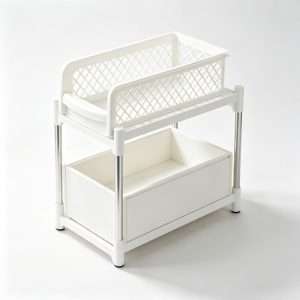 QY-1821-1 2-Tier Narrow Sink Drain Storage Rack with Drawer
