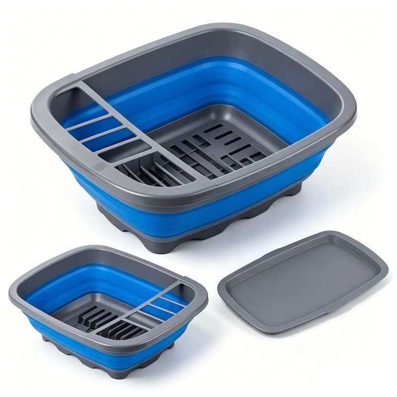 QY-2130 Foldable Dish Drying Rack with Drainer Board