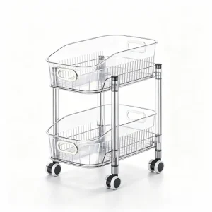 QY-2402-1 2-Tier Bathroom Organizer with Wheels