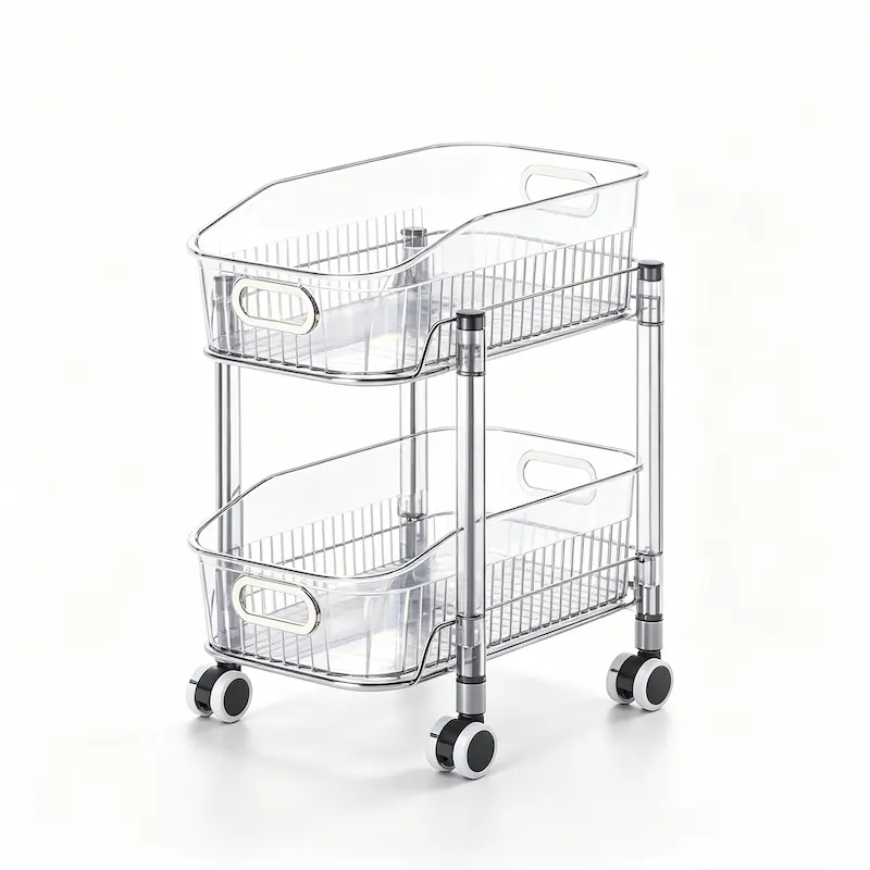QY-2402-1 2-Tier Bathroom Organizer with Wheels