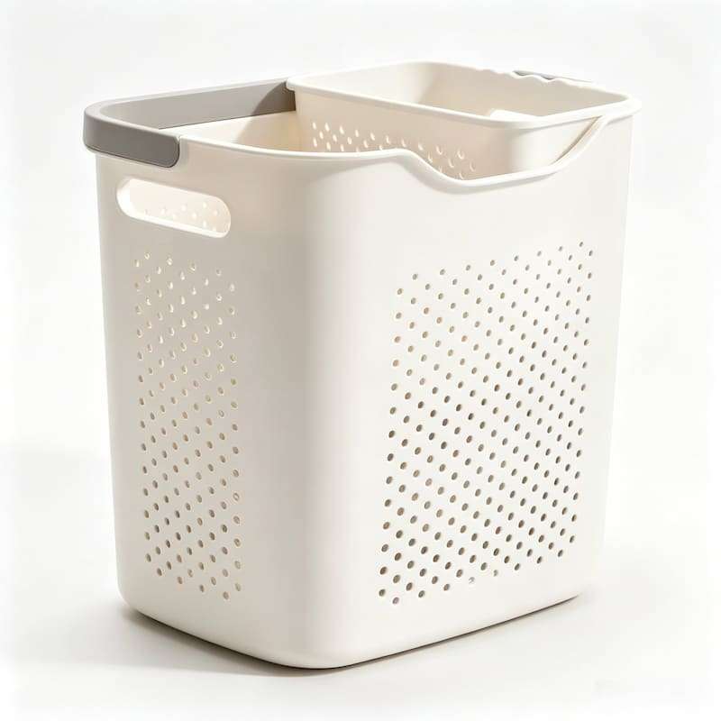 QY-2503 2-Compartment Laundry Sorting Basket with Handle