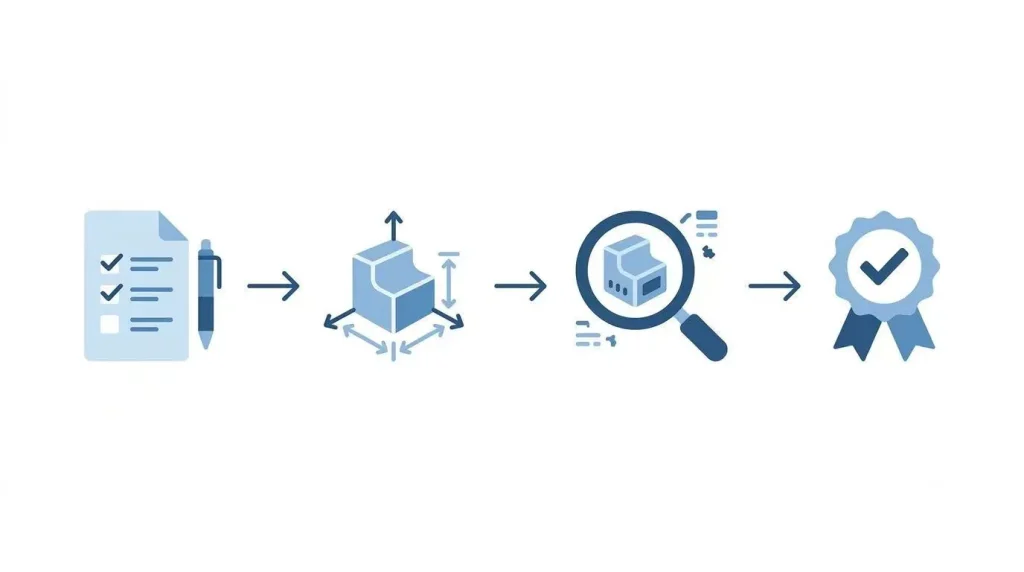 Closet organizer
pre-production
sample approval
workflow
infographic